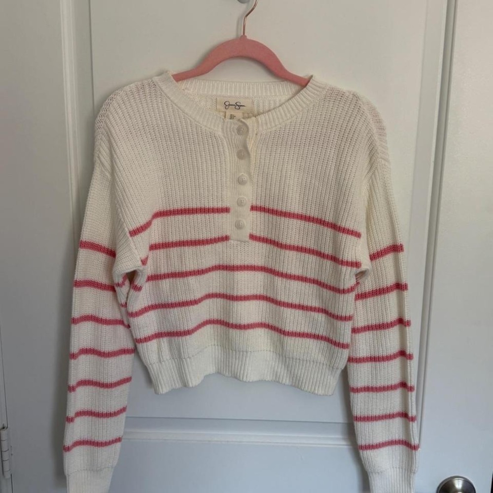 Jessica Simpson Pink and White Striped Sweater Size S
